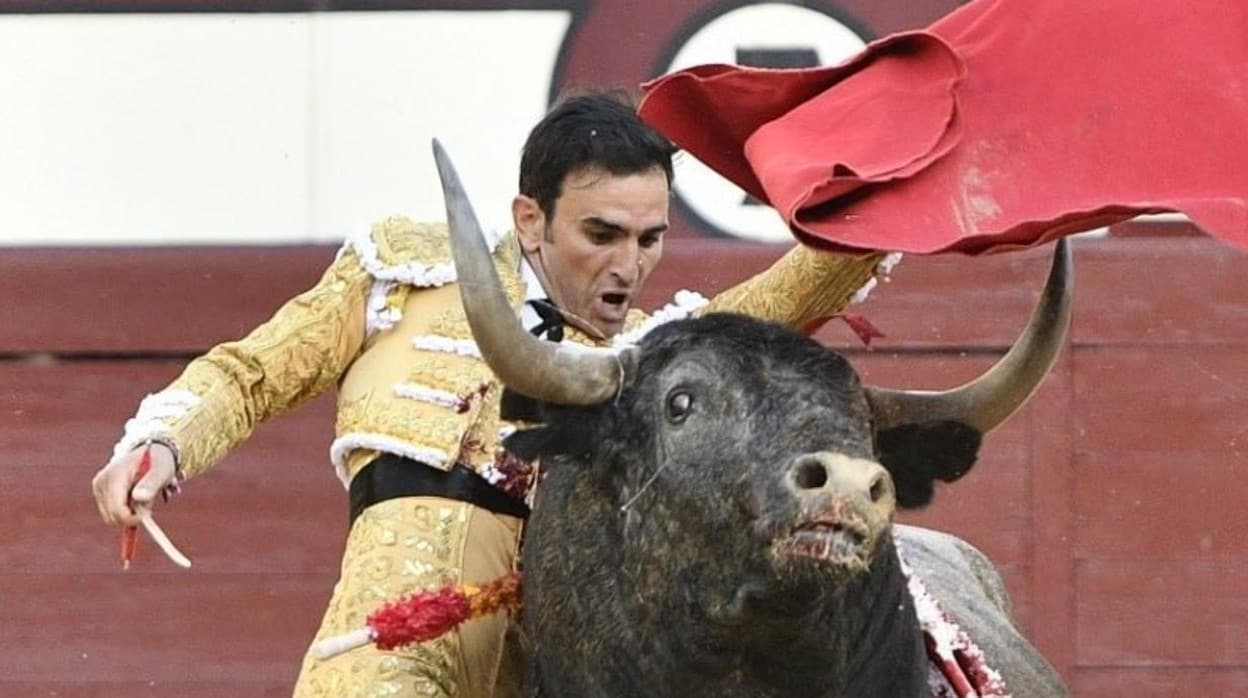 Monumental pase de pecho de Sergio Serrano a un toro de Victorino Martín en Madrid