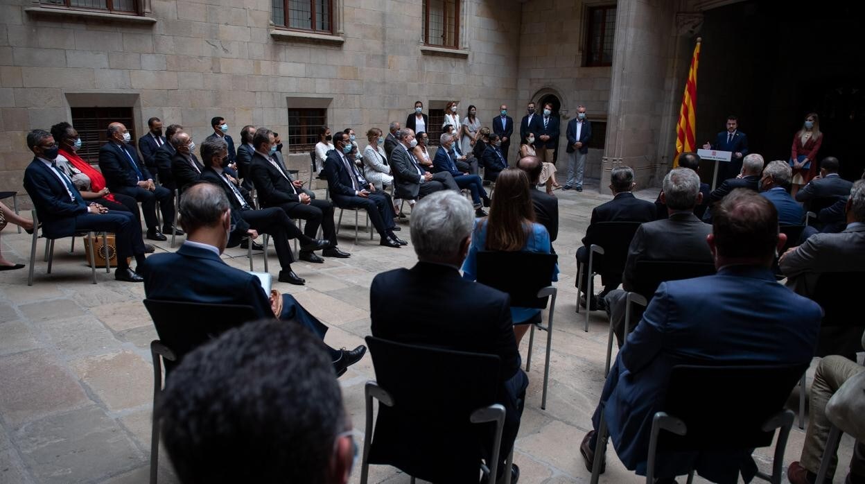 Imagen de la recepción de esta tarde en el Palau de la Generalitat