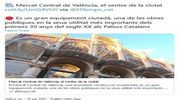 La Generalitat Valenciana sitúa el Mercado Central de Valencia en los «países catalanes»