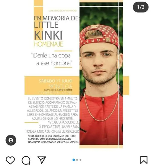 La convocatoria para el homenaje al rapero 'Little Kinki' de este sábado, difundida por redes sociales