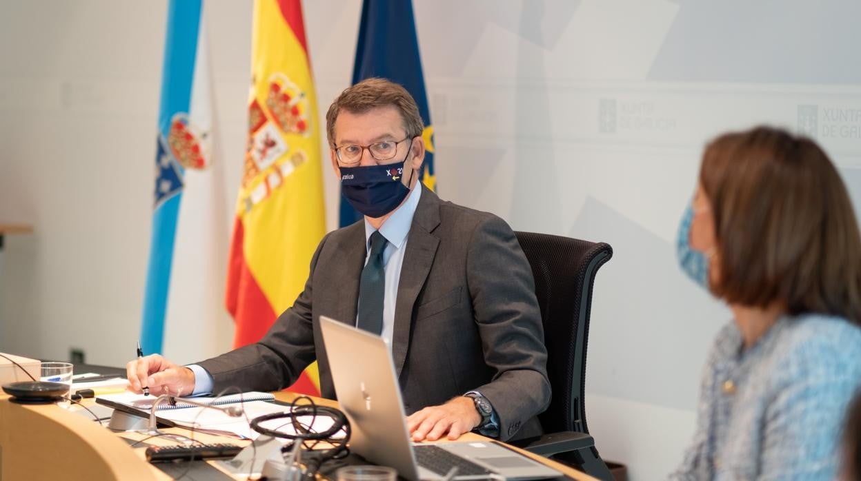 Alberto Núñez Feijóo, durante el consello de Gobierno de este jueves