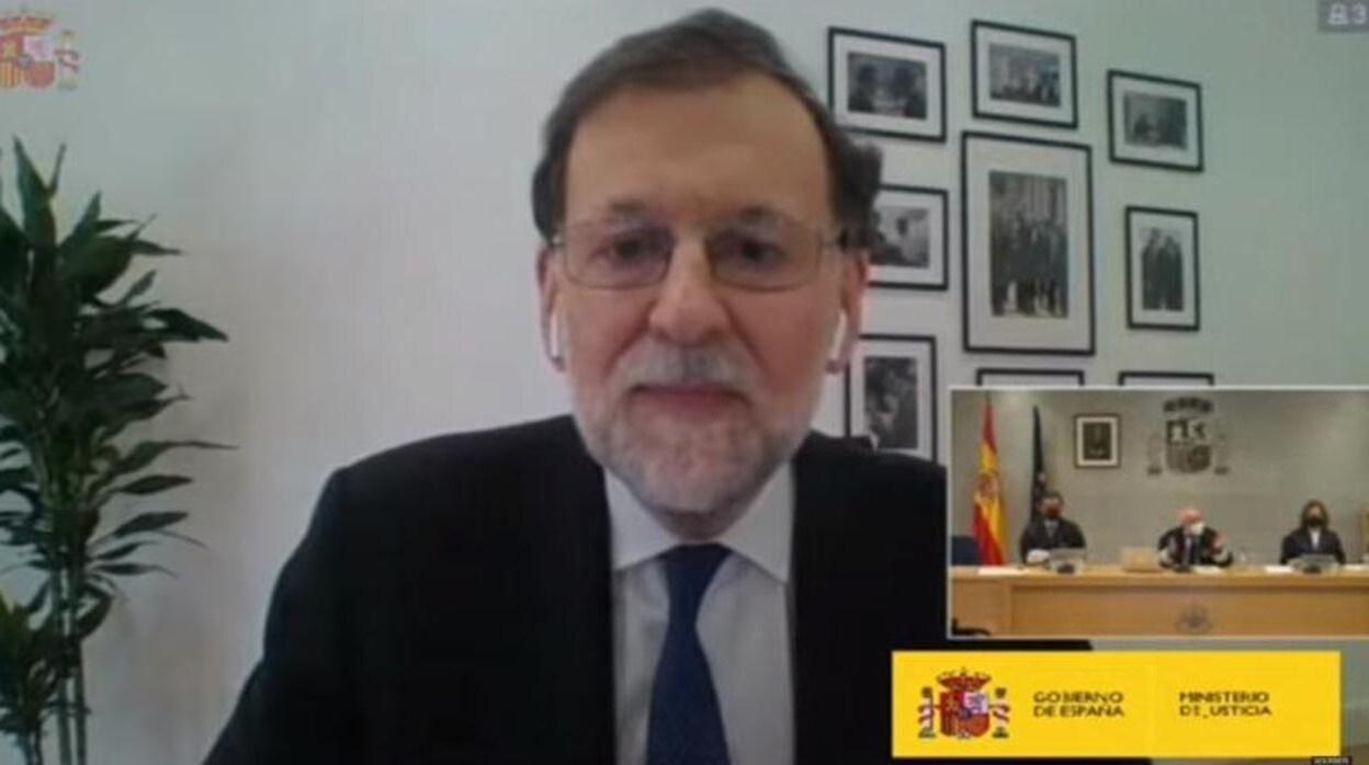 El expresidente del Gobierno Mariano Rajoy durante su declaración en el juicio por la caja B del PP