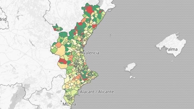 Mapa y listado de los municipios de Valencia, Alicante y Castellón con nuevos rebrotes de coronavirus