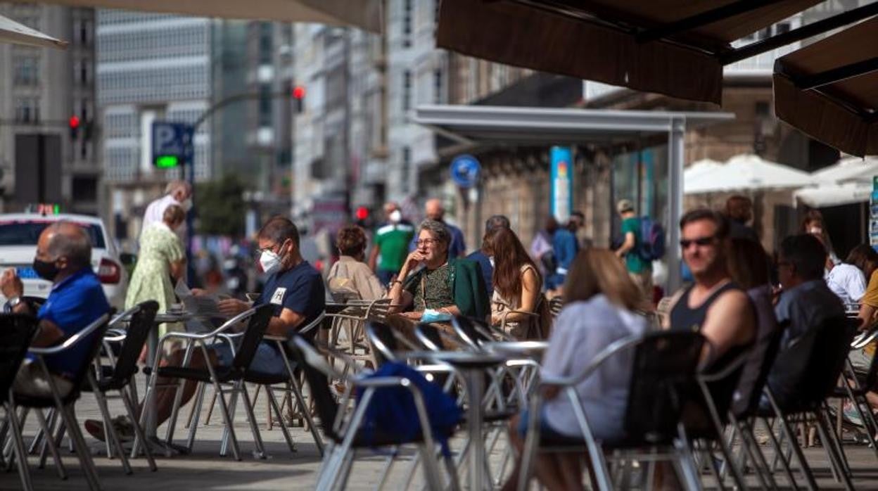 Una terraza en el centro de la La Coruña