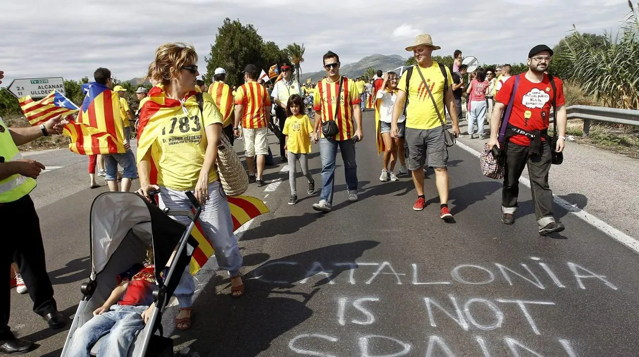 Imagen de archivo de una marcha independentista celebrada en Vinaroz el año 2013