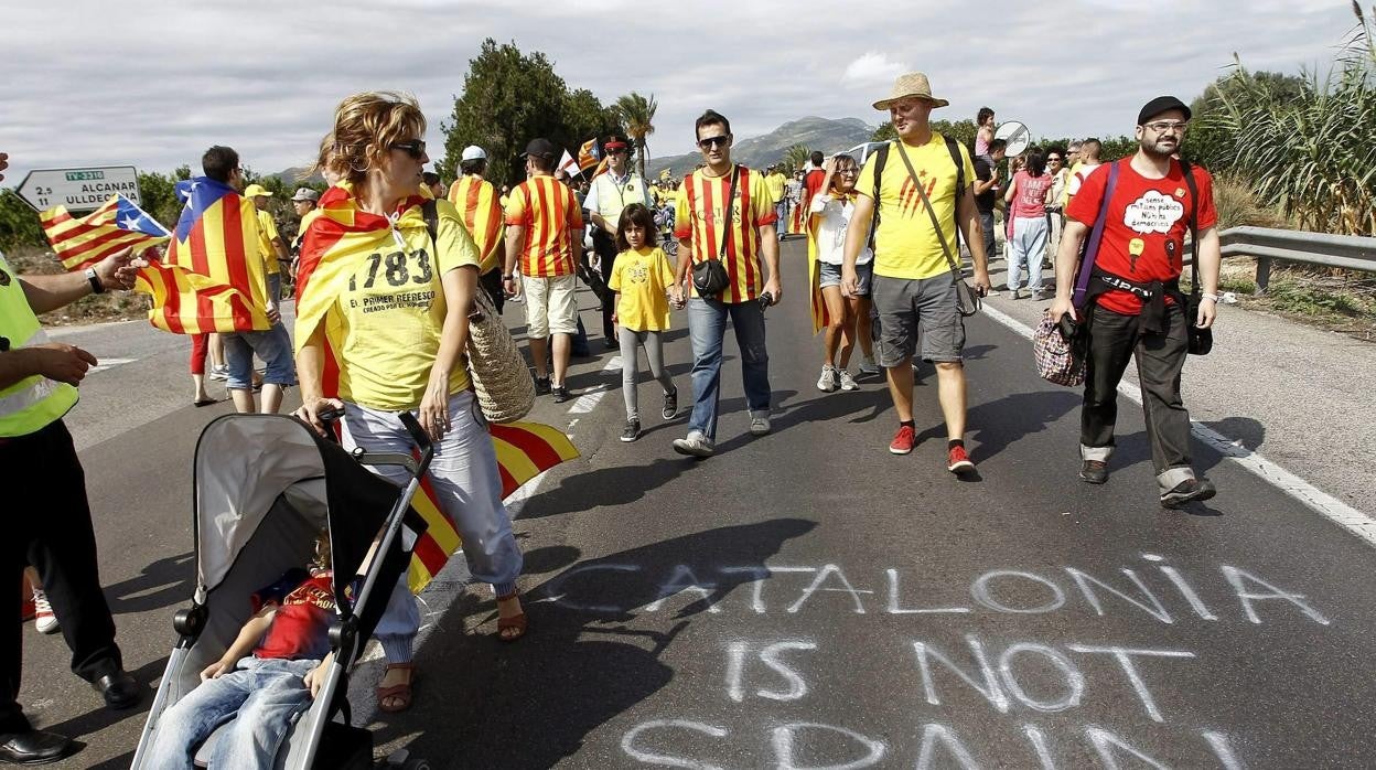 Imagen de archivo de una marcha independentista celebrada en Vinaroz el año 2013