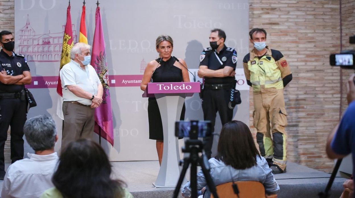 La alcaldesa de Toledo en su comparecencia de este miércoles ante la prensa