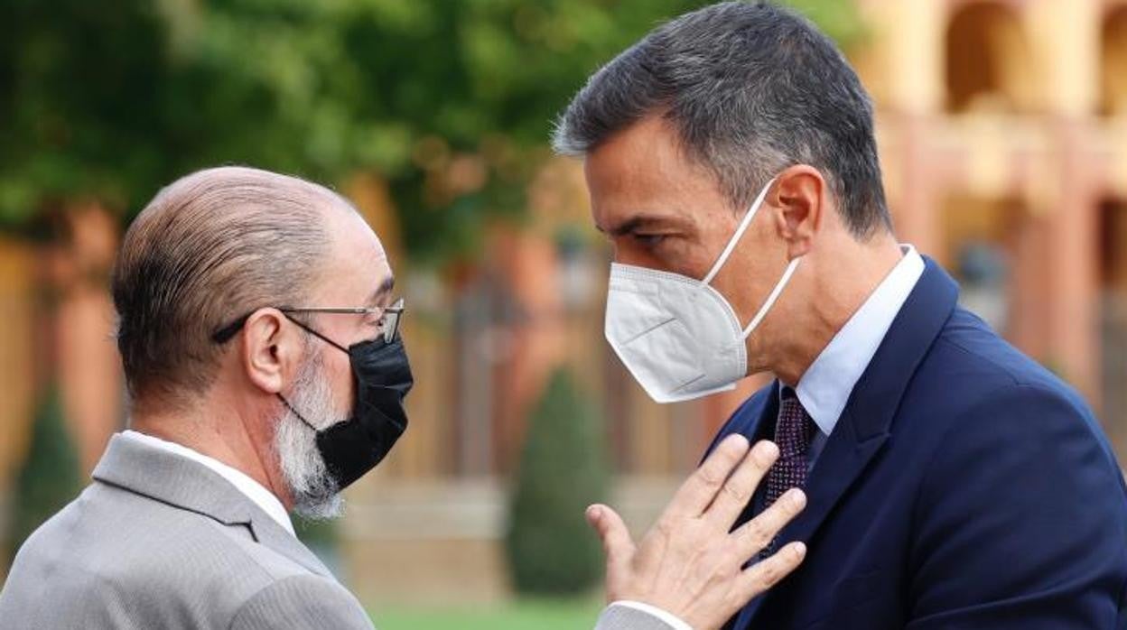 Javier Lambán y Pedro Sánchez, durante su encuentro de este jueves en Zaragoza