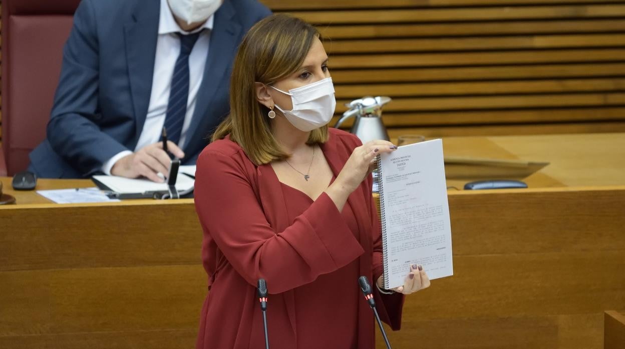 Imagen de la síndica del PP, María José Catalá, durante el Debate de Política General