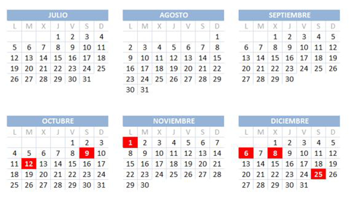 Calendario laboral 2021 en Valencia: festivos nacionales, autonómicos y puentes de octubre a diciembre