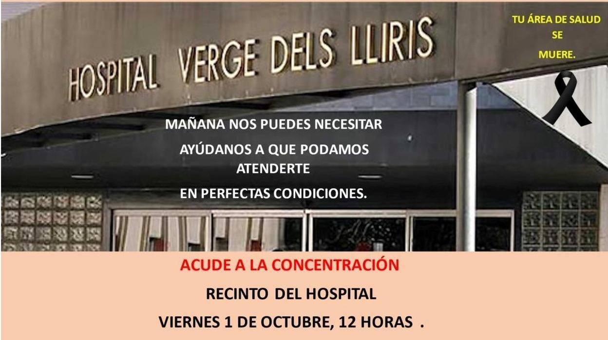 Cartel anunciador de la manifestación de este viernes junto al Hospital de Alcoy