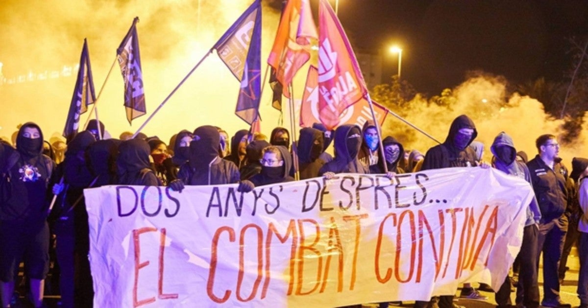 Una protesta de los CDR durante el segundo aniversario del 1-O