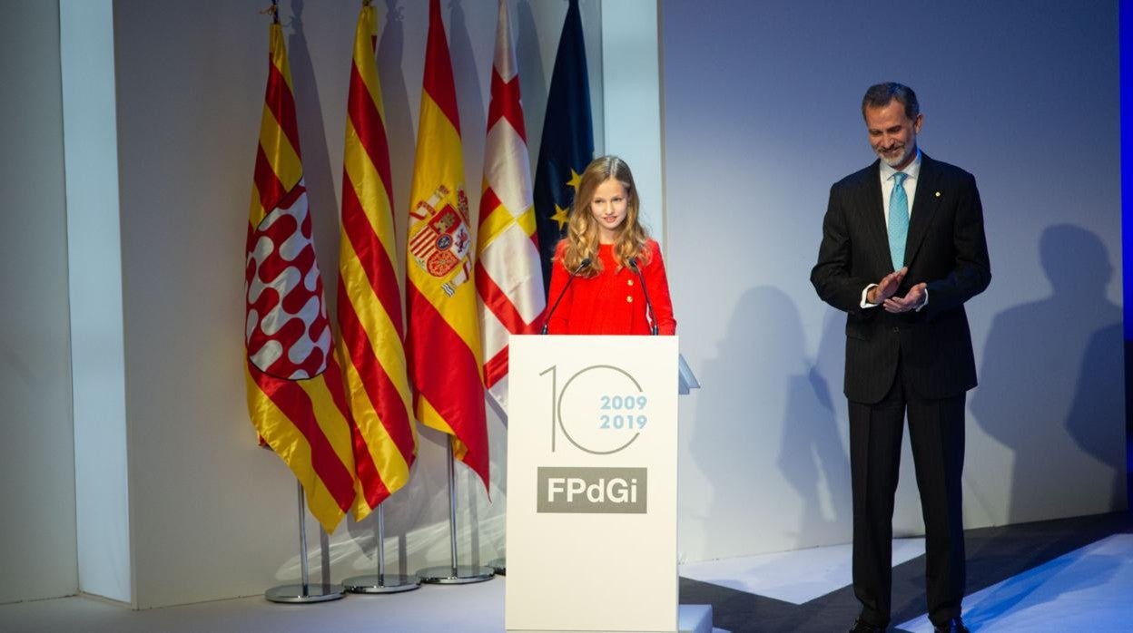 La Princesa, junto al Rey, en su discurso por los premios de la Fundación Princesa de Girona el 1 de julio