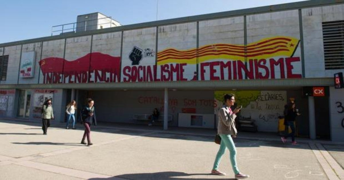 Pintadas de estudiantes universitarios en el campus de la Universidad Autónoma de Barcelona