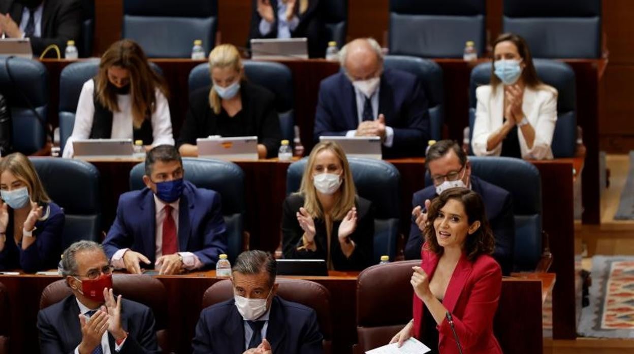 La presidenta Díaz Ayuso, en la Asamblea de Madrid