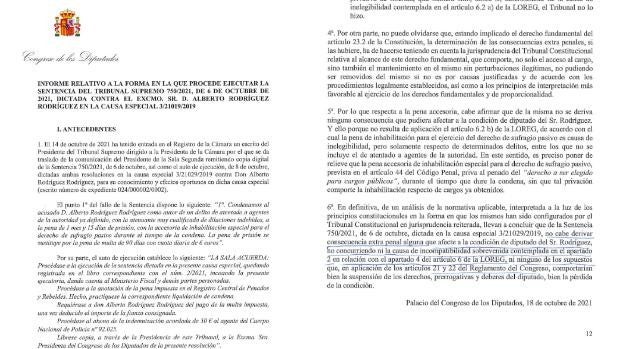 Primer informe sin sello y sin firma, fechado el 18 de octubre