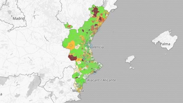 Estos son los municipios valencianos en riesgo extremo de propagación del coronavirus