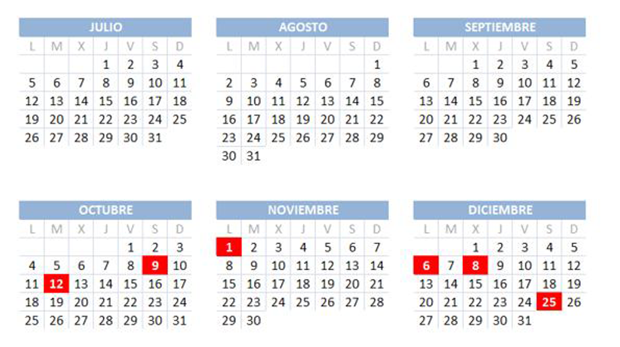 Calendario laboral 2021 en Valencia: así caen los festivos, el puente de diciembre y la Navidad