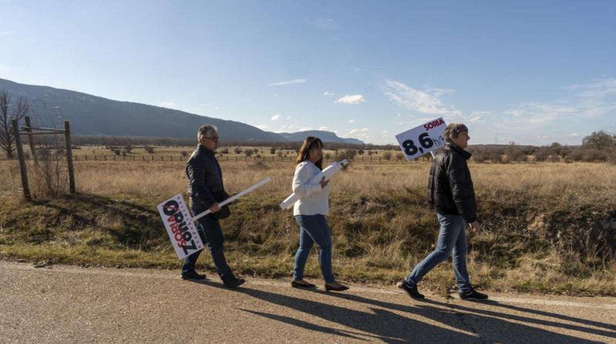 Los portavoces de Soria Ya, Carlos Vallejo, Vanessa García y Antonio Palomar