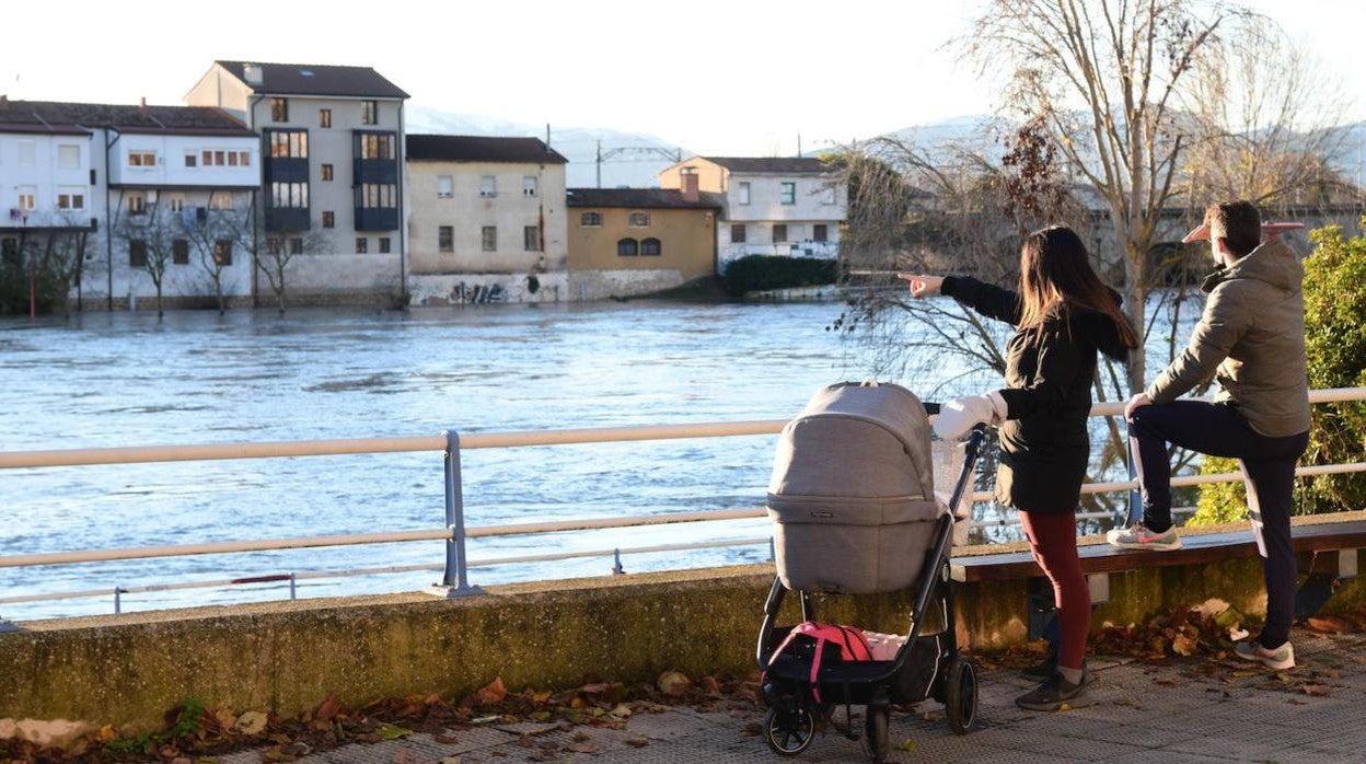 El río Ebro, este martes, a su paso por la localidad burgalesa de Miranda de Ebro