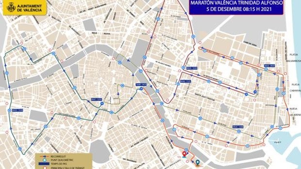 Calles cortadas al tráfico por el Maratón de Valencia para el viernes 3, sábado 4 y domingo 5 de diciembre