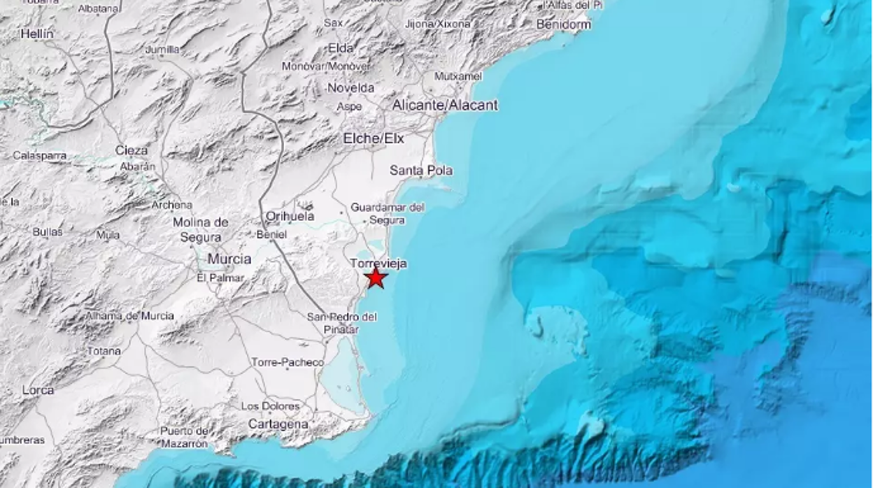 Torrevieja registra un terremoto de magnitud 2,2 durante la madrugada del sábado