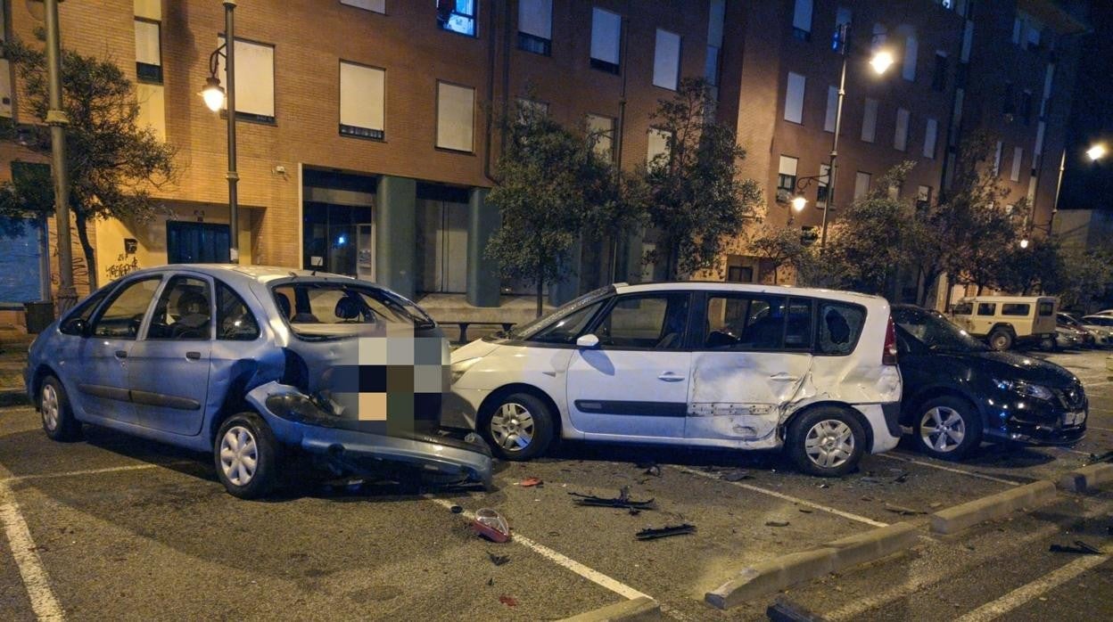 Coches contra los que ha impacto el vehículo de la conductora que dio positivo en alcoholemia