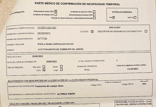 Parte médico de baja laboral