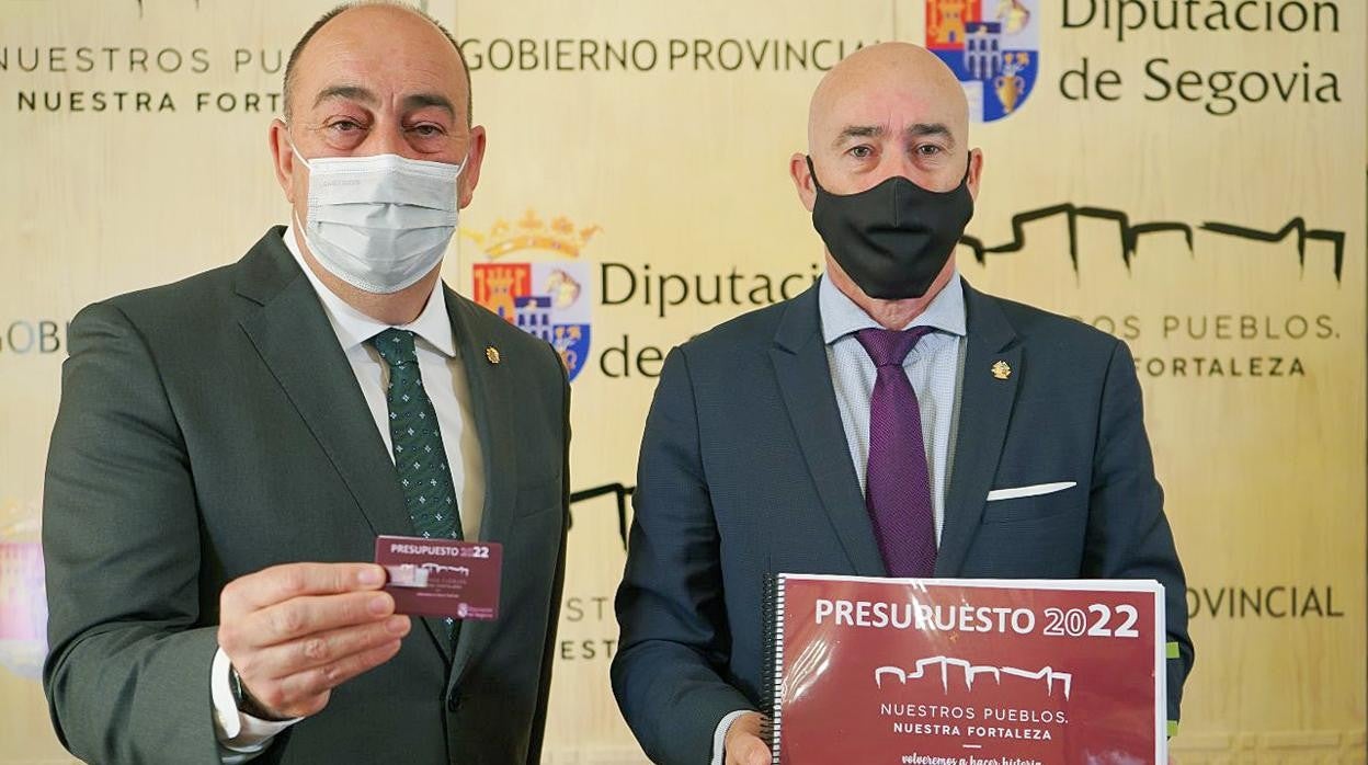 El presidente de la Diputación de Segovia, Miguel Ángel de Vicente, durante la presentación de los presupuestos para 2022