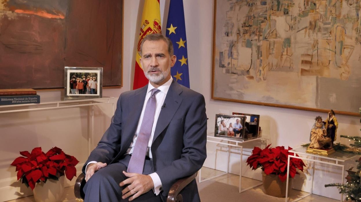 Felipe VI, durante su discurso en el Palacio de la Zarzuela