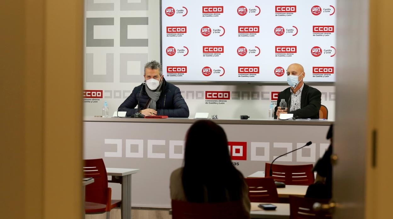 El secretario de Acción Sindical de CCOO Castilla y León, Fernando Fraile, y el secretario de Acción Sindical de UGT CyL, Raúl Santa Eufemia