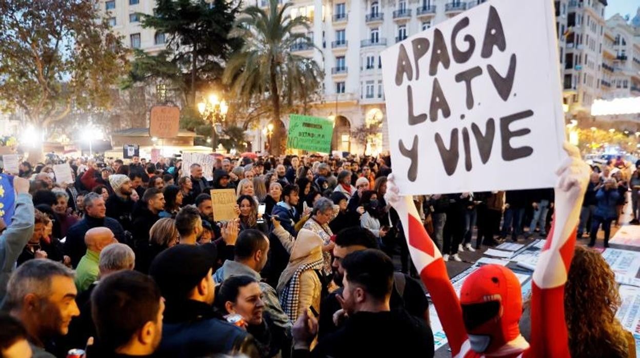 Manifestantes negacionistas en Valencia, el pasado domingo