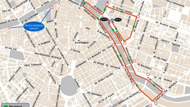 Calles cortadas y líneas de la EMT desviadas en Valencia para el domingo 9 de enero