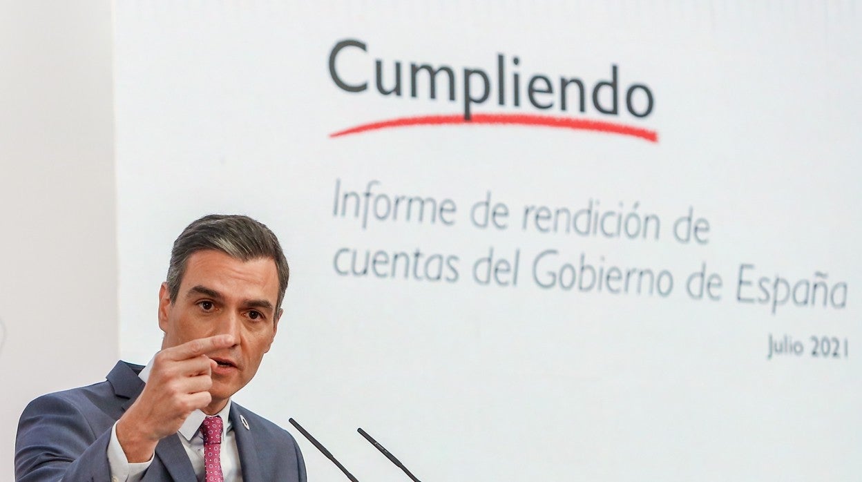 El presidente Pedro Sánchez, en una comparecencia pública
