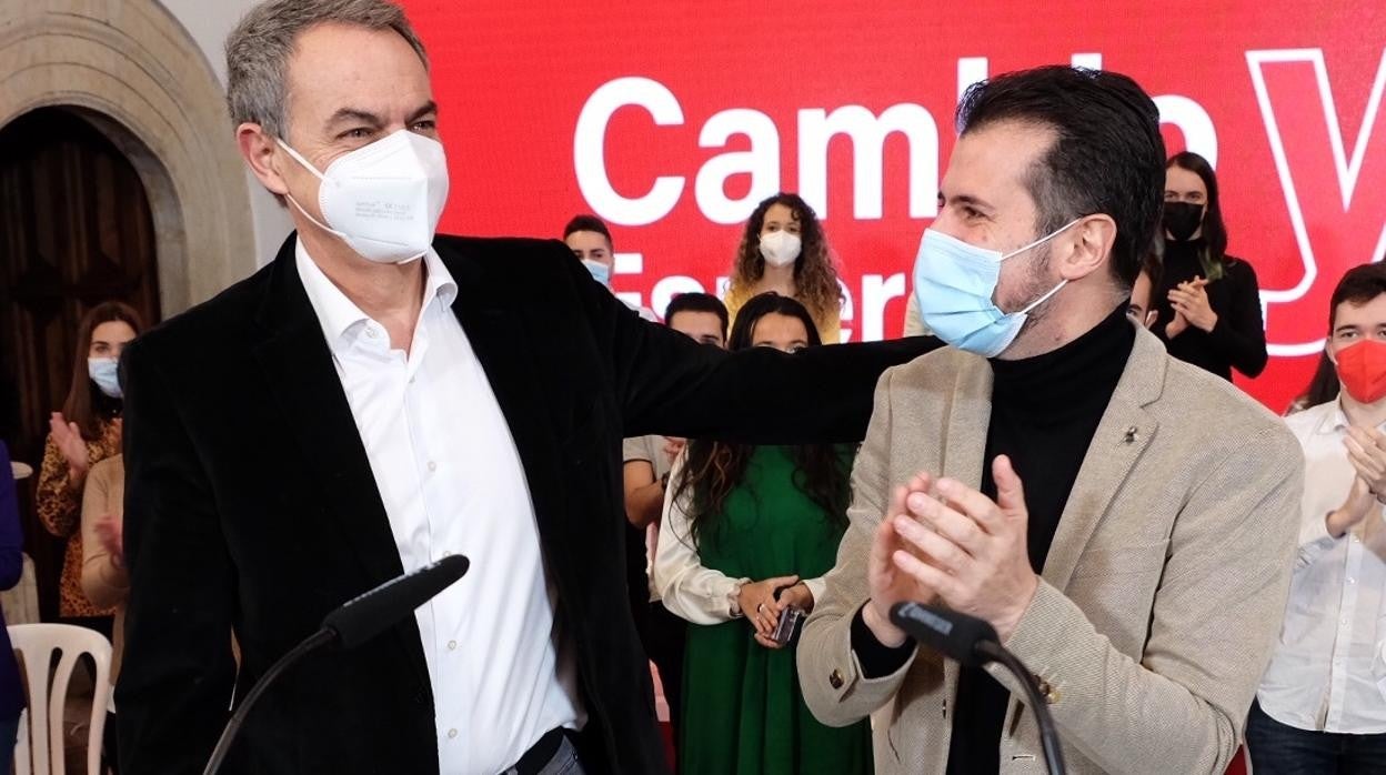 El expresidente del gobierno, José Luis Rodríguez Zapatero y el candidato a la presidencia de la Junta de Castilla y León, Luis Tudanca, participan en la clausura de la Escuela de Gobierno del PSCyL en Salamanca