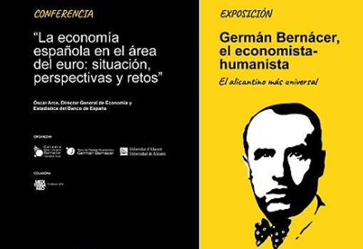 Cartel anunciador de las actividades sobre Germán Bernácer en la Universidad de Alicante