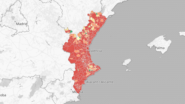 Así está el riesgo de propagación del coronavirus en las principales ciudades de la Comunidad Valenciana