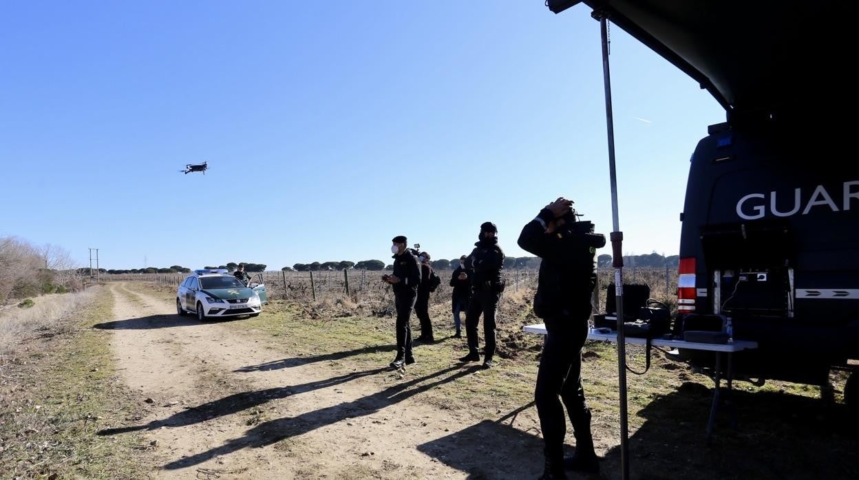 Búsqueda con drones de la Guardia Civil de la mujer desaparecida en Traspinedo (Valladolid)