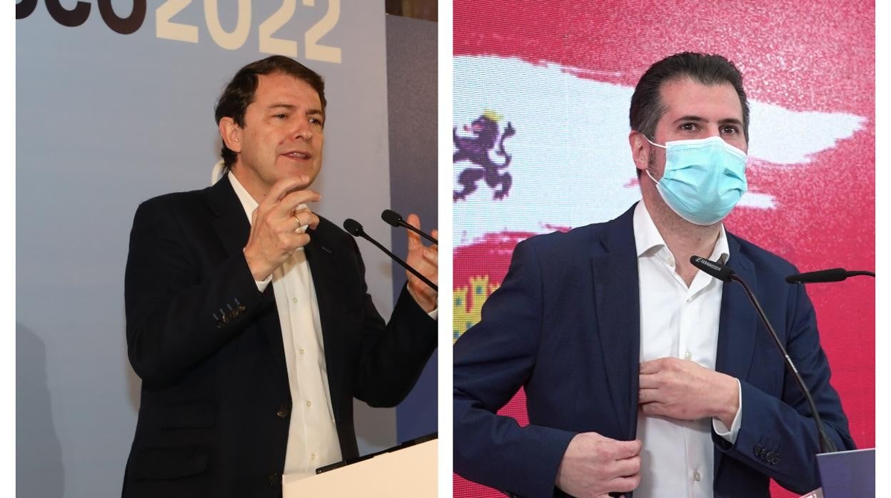 Mañueco y Tudanca, ayer en sendas presentaciones de sus campañas electorales