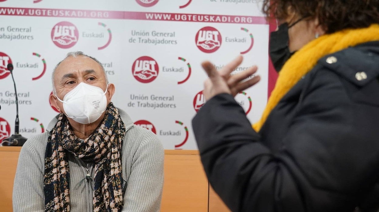 El secretario general de UGT, Pepe Álvarez, durante su visita a Bilbao este jueves