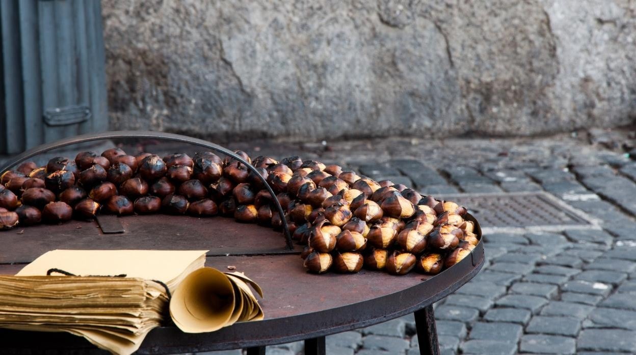 Puesto de castañas asadas