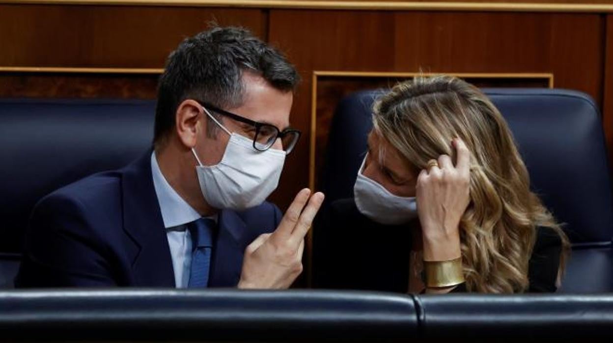 Félix Bolaños y Yolanda Díaz en el Congreso de los Diputados