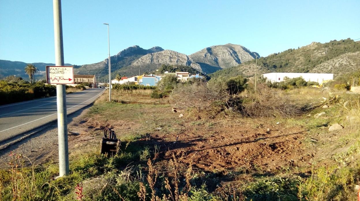 Zona de actuación de la variante de El Ràfol de Almúnia