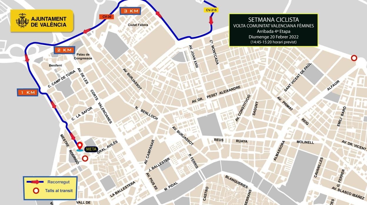 Mapa del recorrido de la Vuelta Ciclista Féminas 2022 a su paso por Valencia