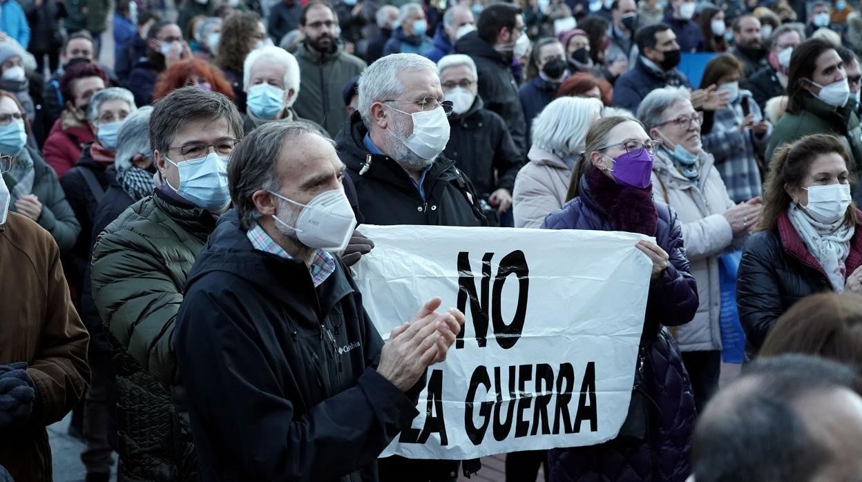 Imagen de la concentración en apoyo a Ucrania en la Plaza Mayor de Valladolid