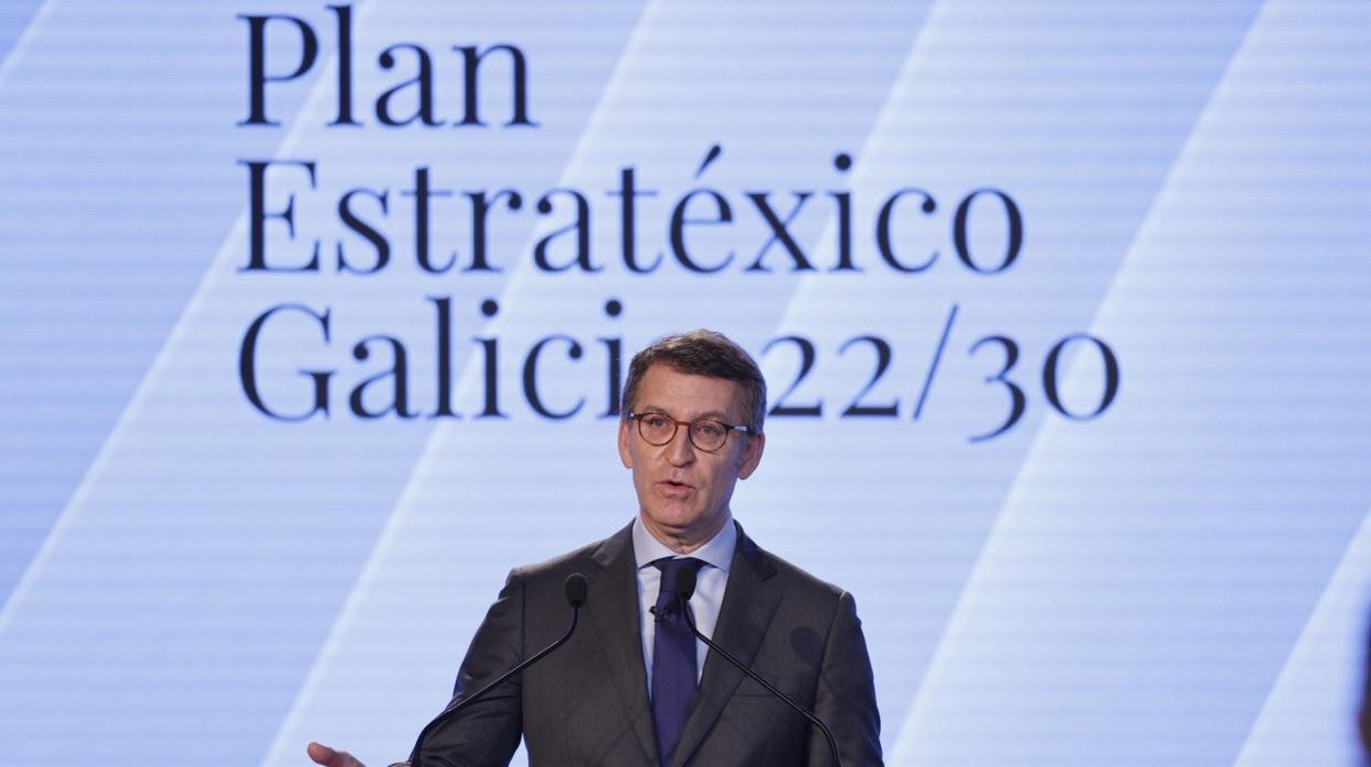 Alberto Núñez Feijóo este miércoles en la presentación del 'Plan Estratéxico Galicia 2022-2030'