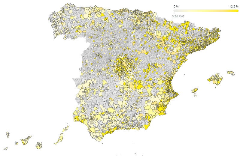 Porcentaje de población ucraniana en España