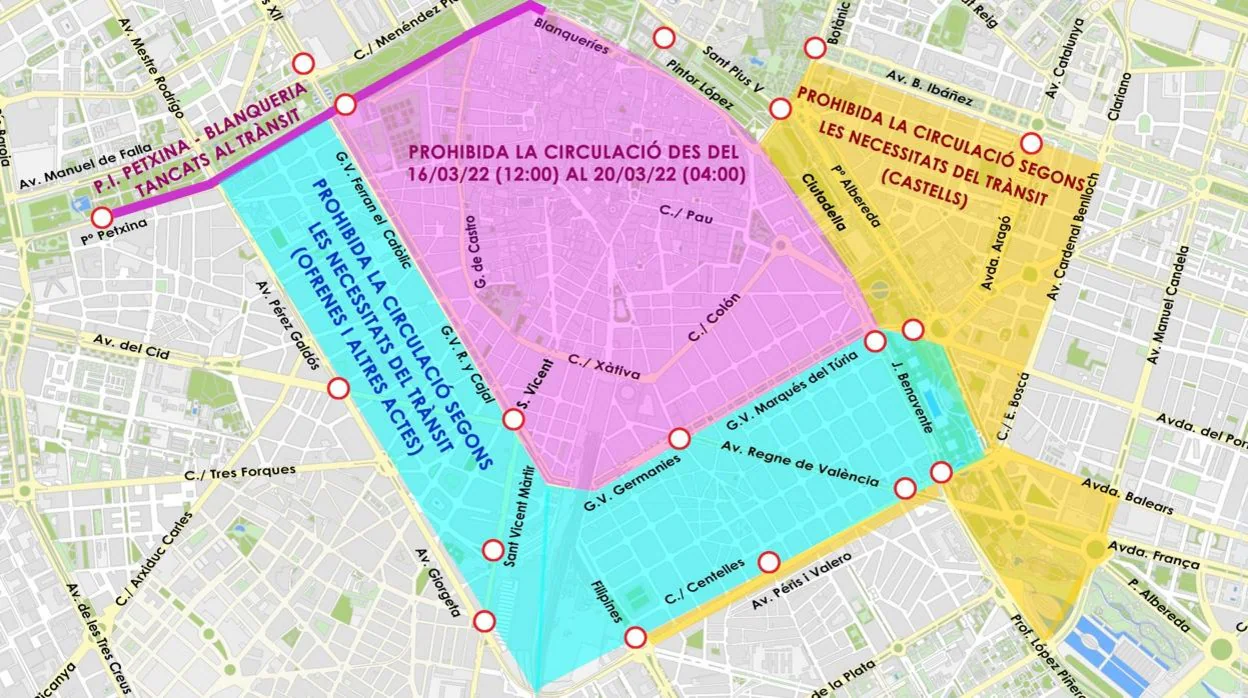 Fallas Valencia 2022: dónde aparcar y calles cortadas del 16 al 20 de marzo