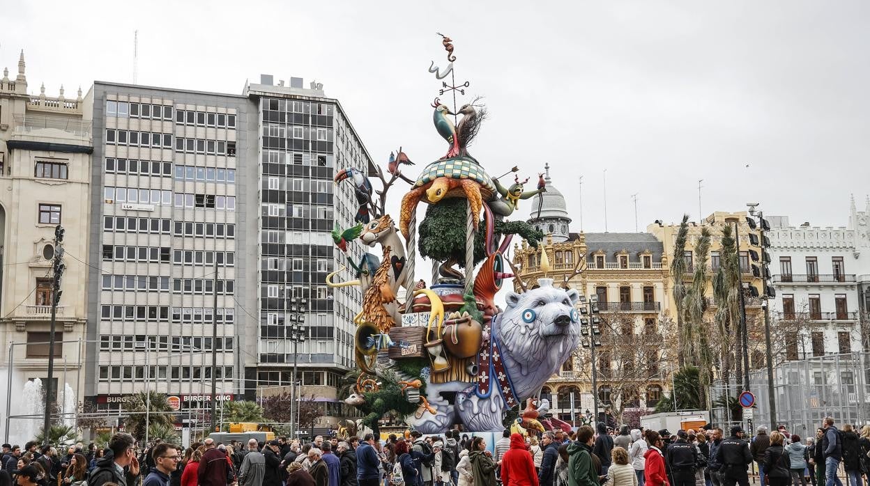 Imagen del centro de Valencia durante un día de Fallas