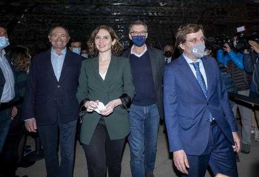 Pío García Escudero, Isabel Díaz Ayuso, Alberto Núñez Feijóo y José Luis Martínez-Almeida